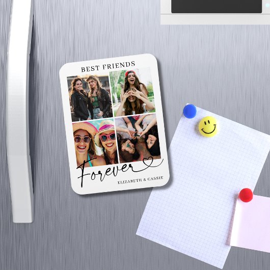 Best Friends Forever Photo Collage Heart Script Magneet
