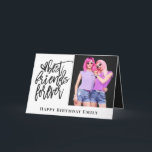 Best Friends Forever Photo Gray happy Birthday Kaart<br><div class="desc">Best Friends Forever Photo Dark gray happy Birthday Especially for your bestie on her birthday. Easily add your own favorite photo of you both and personalise your greeting at the bottom and inside.</div>
