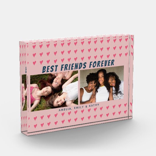 Best Friends Forever Pink Heart Galentine 2 Fotoblokken (Links)