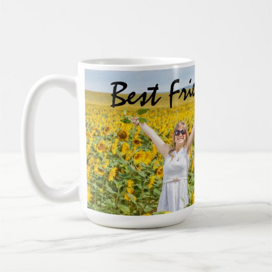 Best Friends Forever Quote Zwart Script met Foto Koffiemok (Links)