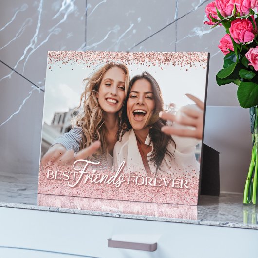 Best Friends Forever Roze Glitter Photo Keepslag Fotoplaat