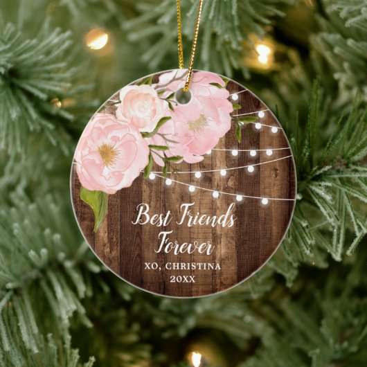 Best Friends Forever Rustic Peonies Specialized Keramisch Ornament (Boom)