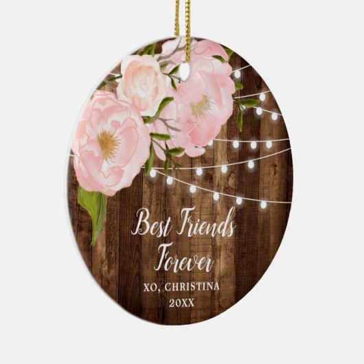 Best Friends Forever Rustic Peonies Specialized Keramisch Ornament (Rechts)