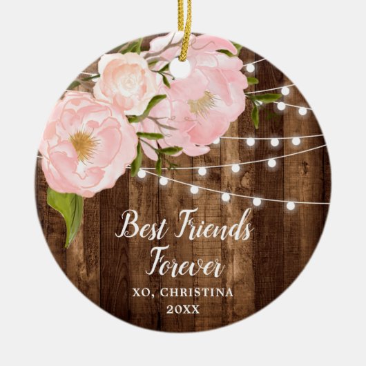 Best Friends Forever Rustic Peonies Specialized Keramisch Ornament (Voorkant)