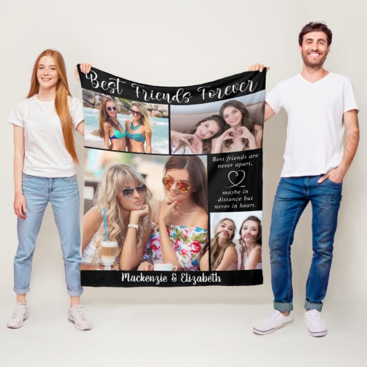 Best Friends Forever Script Gezegde 5 Foto's zwart Fleece Deken (In situ)