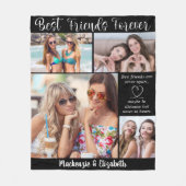 Best Friends Forever Script Gezegde 5 Foto's zwart Fleece Deken (Voorkant)