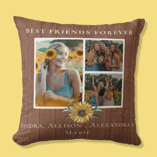Best Friends Forever Sunflower 3 Foto Collage Kussen