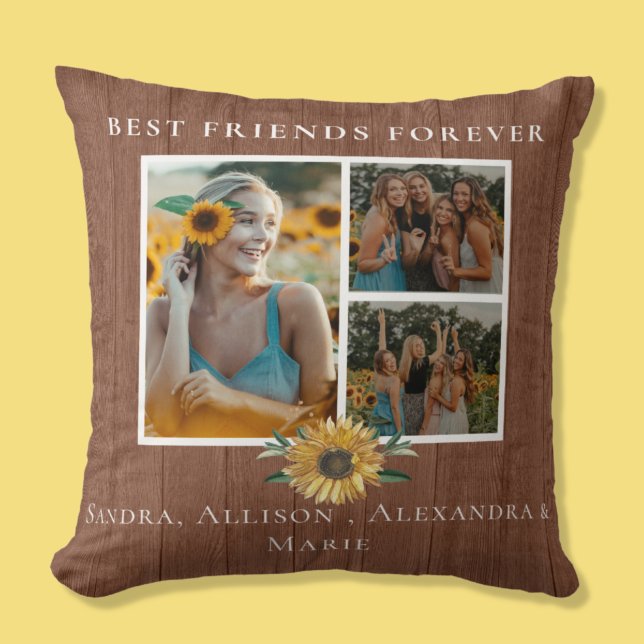 Best Friends Forever Sunflower 3 Foto Collage Kussen (Creator heeft geüpload)