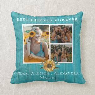 Best Friends Forever Sunflower 3 Foto Collage Than Kussen