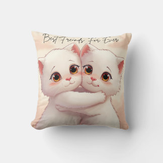 Best Friends Forever Throw Pillow - Two Cute Huggi Kussen