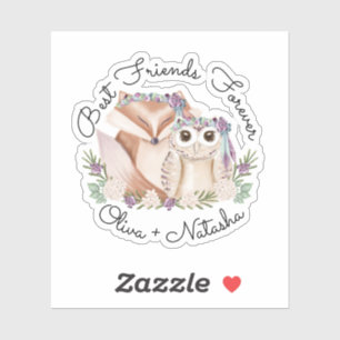 Best Friends Forever Waterverf Woodland Fox & Owl Sticker