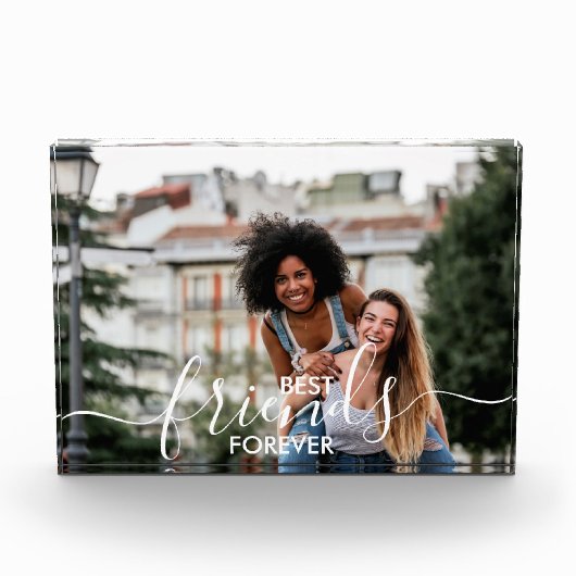 Best Friends Forever White Script Overlay Custom Fotoblokken (Voorkant)