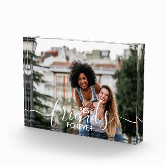 Best Friends Forever White Script Overlay Custom Fotoblokken (Rechts)