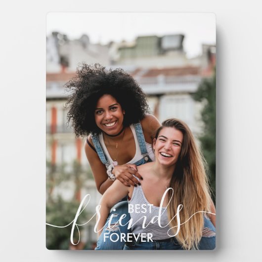 Best Friends Forever White Script Typography Foto Fotoplaat (voorkant)