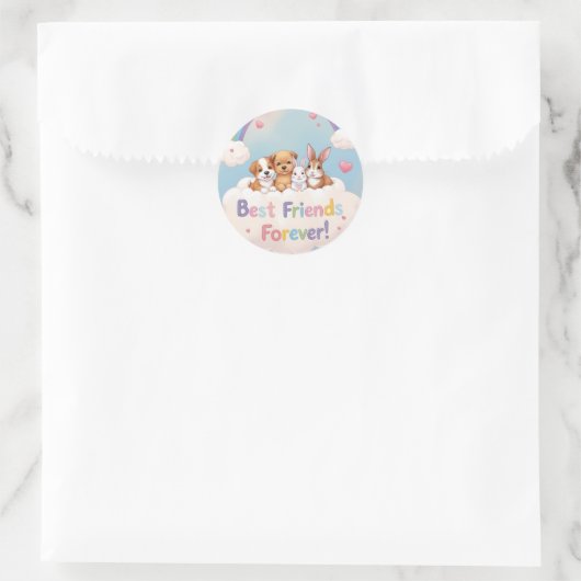 Best Friends Forever with Cute Cats Ronde Sticker (Tas)