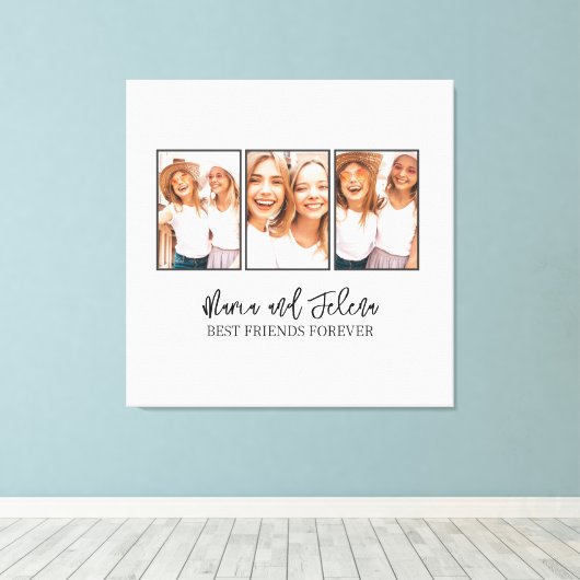 Best Friends Gift BFF Photo Collage Canvas Afdruk (Insitu (Houten vloer))