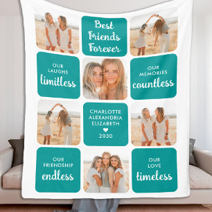 Best Friends Gift Modern Photo Collage Friendship Fleece Deken