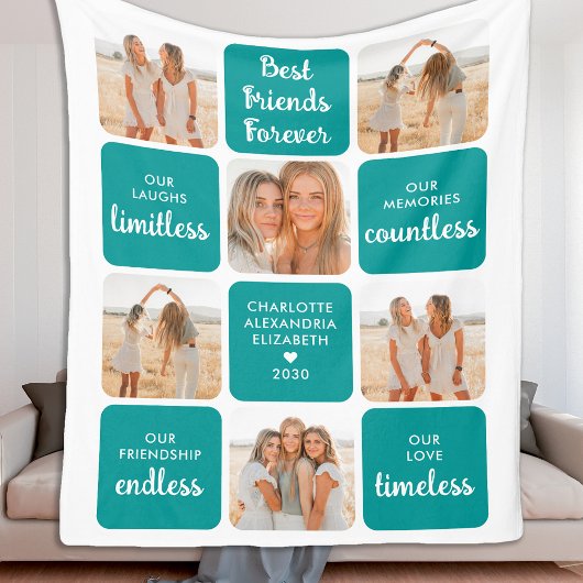 Best Friends Gift Modern Photo Collage Friendship Fleece Deken
