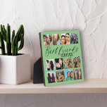 Best Friends Green Modern Photo Collage Fotoplaat<br><div class="desc">Creëer je unieke 'beste vriend' cadeau met deze mooie sjabloon van 12 afbeelding collage. Met vierkante foto's op een groene achtergrond,  perfect voor instagram-afbeeldingen. Pas aan om uw speciale plaquette te creëer.</div>