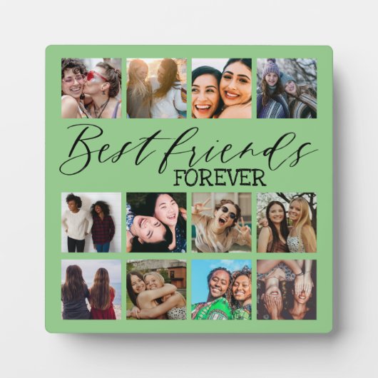 Best Friends Green Modern Photo Collage Fotoplaat (Voorkant)