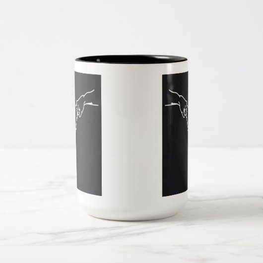 Best Friends Hand and Dog Line Art Pullover Tweekleurige Koffiemok (Center)