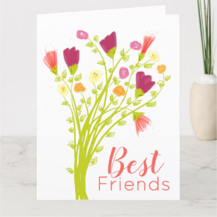 Best Friends Happy Birthday Flowered Card Bedankkaart