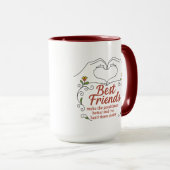 Best Friends Heart Hands Floral Quote Combo Mug Mok (Voorkant rechts)