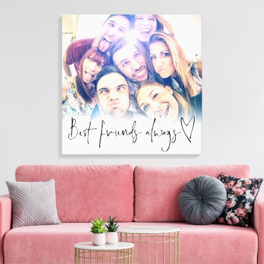 Best Friends Heart Script Photo Canvas Prin Afdruk (Insitu (Woonkamer))