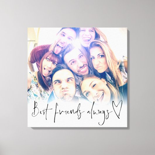 Best Friends Heart Script Photo Canvas Prin Afdruk (Voorkant)