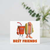 Best Friends Hot Dog & Soda Briefkaart (Staand voorkant)