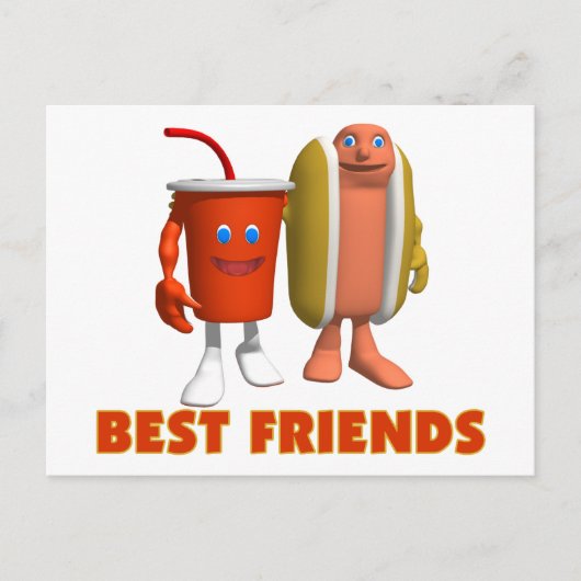 Best Friends Hot Dog & Soda Briefkaart (Voorkant)
