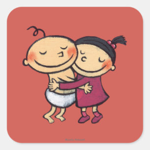 Best Friends Hugging Vierkante Sticker