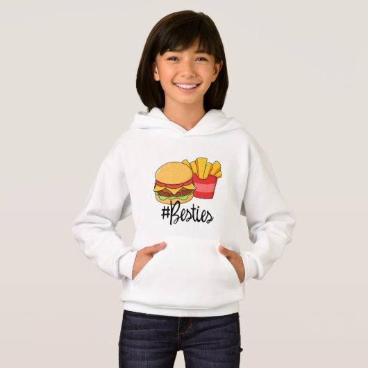 Best Friends Kids Hoodie Hamburger Fries Besties (Voorkant volledig)