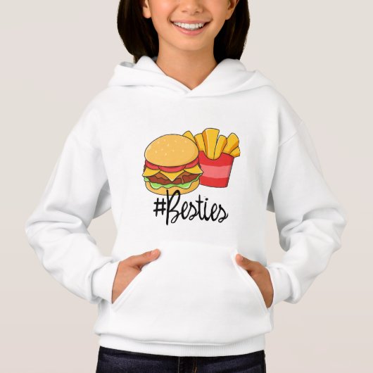 Best Friends Kids Hoodie Hamburger Fries Besties (Voorkant)