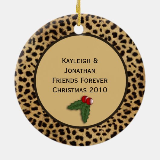 Best Friends Leopard Print kerstversiering Keramisch Ornament (Achterkant)