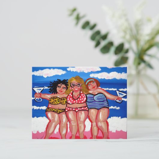 Best Friends Martini Beach Divas Post Card Briefkaart (Staand voorkant)