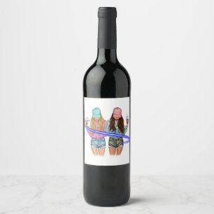 Best Friends Matching Tall Short Bestie Birthday B Wijn Etiket