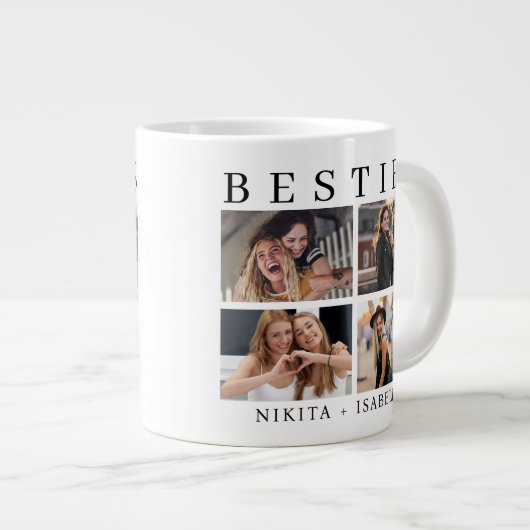 Best Friends Modern Photo Collage Keepsake Grote Koffiekop (Voorkant rechts)