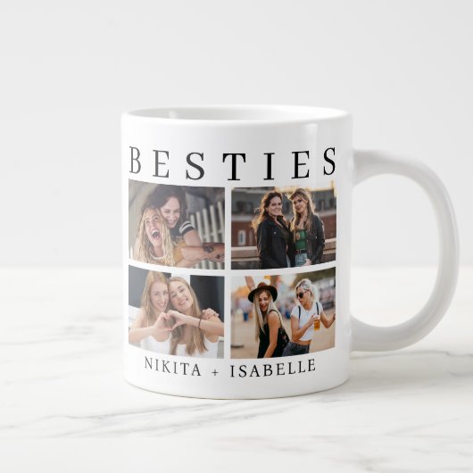 Best Friends Modern Photo Collage Keepsake Grote Koffiekop (Rechts)