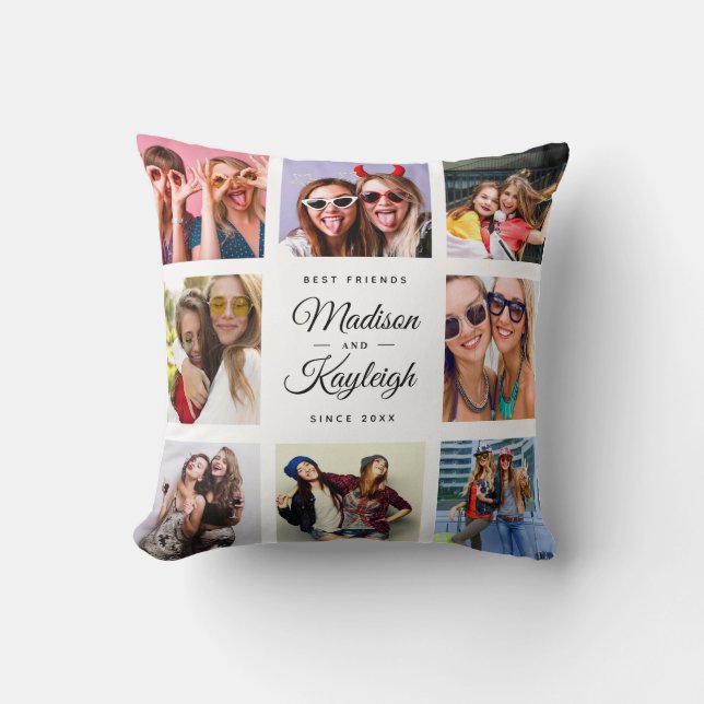 BEST FRIENDS Moderne Chic Instagram Photo Collage Kussen (Voorkant)