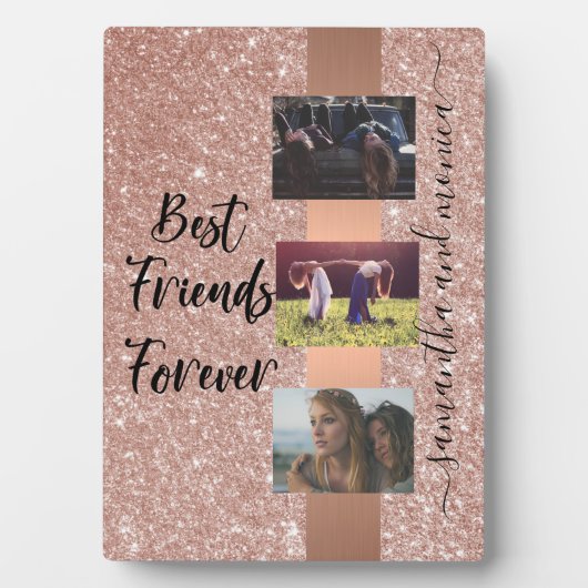 Best Friends Monogram Foto Roos Gold Fotoplaat (voorkant)