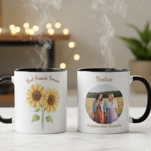 Best Friends Mug - Sunflowers & Photo Mok