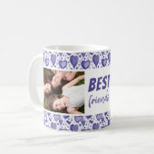 Best Friends Paars Heart Pattern 2 Foto Koffiemok (Voorkant links)