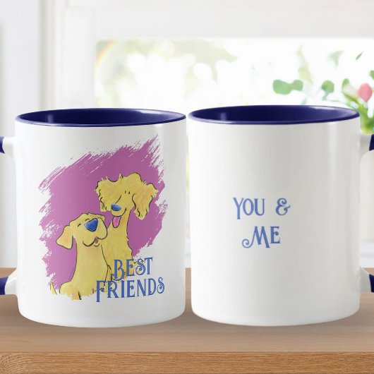 Best Friends Personalized Cute Dog Art Custom Mug Mok