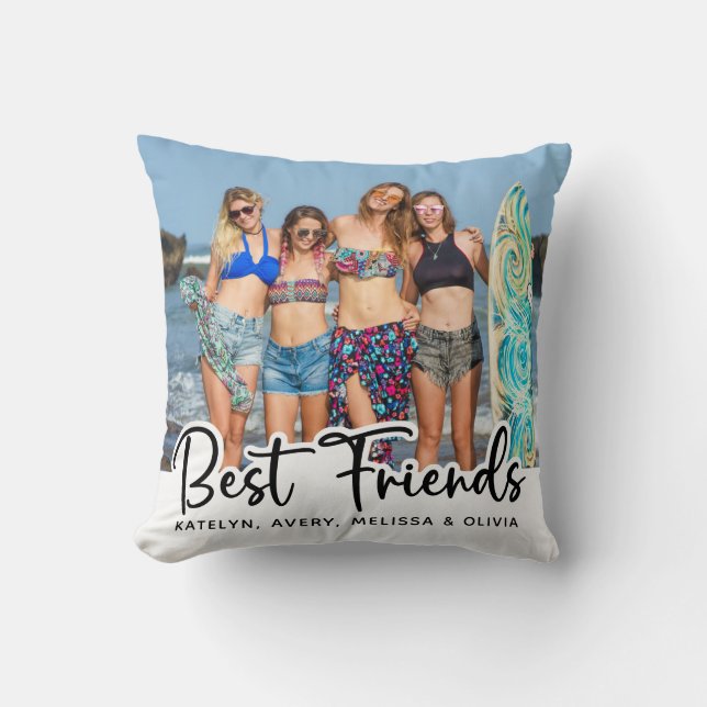 Best Friends Personalized Trendy Friendship Foto Kussen (Voorkant)