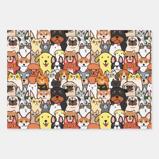 Best Friends Pet Cats and Dogs Gift Wrapping Paper (Voorkant)