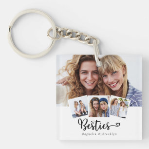 Best Friends Photo Collage Besties Heart Sleutelhanger