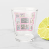 Best Friends Photo Collage Black en Roze Striped Shot Glas (Achterkant)