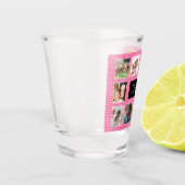 Best Friends Photo Collage Black en Roze Striped Shot Glas (Links)