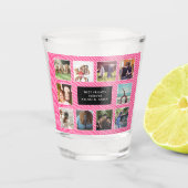 Best Friends Photo Collage Black en Roze Striped Shot Glas (Voorkant)